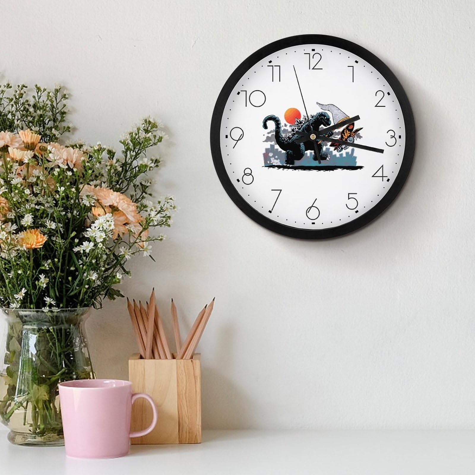 Amazon.co.jp: 壁時計 掛け時計 ゴジラ かけ時計 アナログ時計 連続